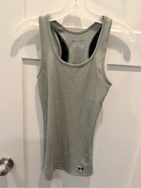Under Armour HeatGear Small Heather Gray Ribbed Racerback Tank Top Fitted